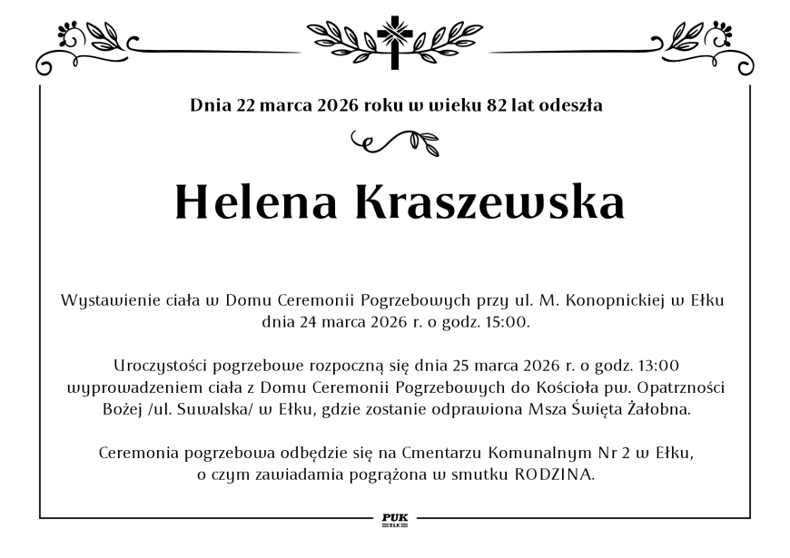 Helena Kraszewska - nekrolog